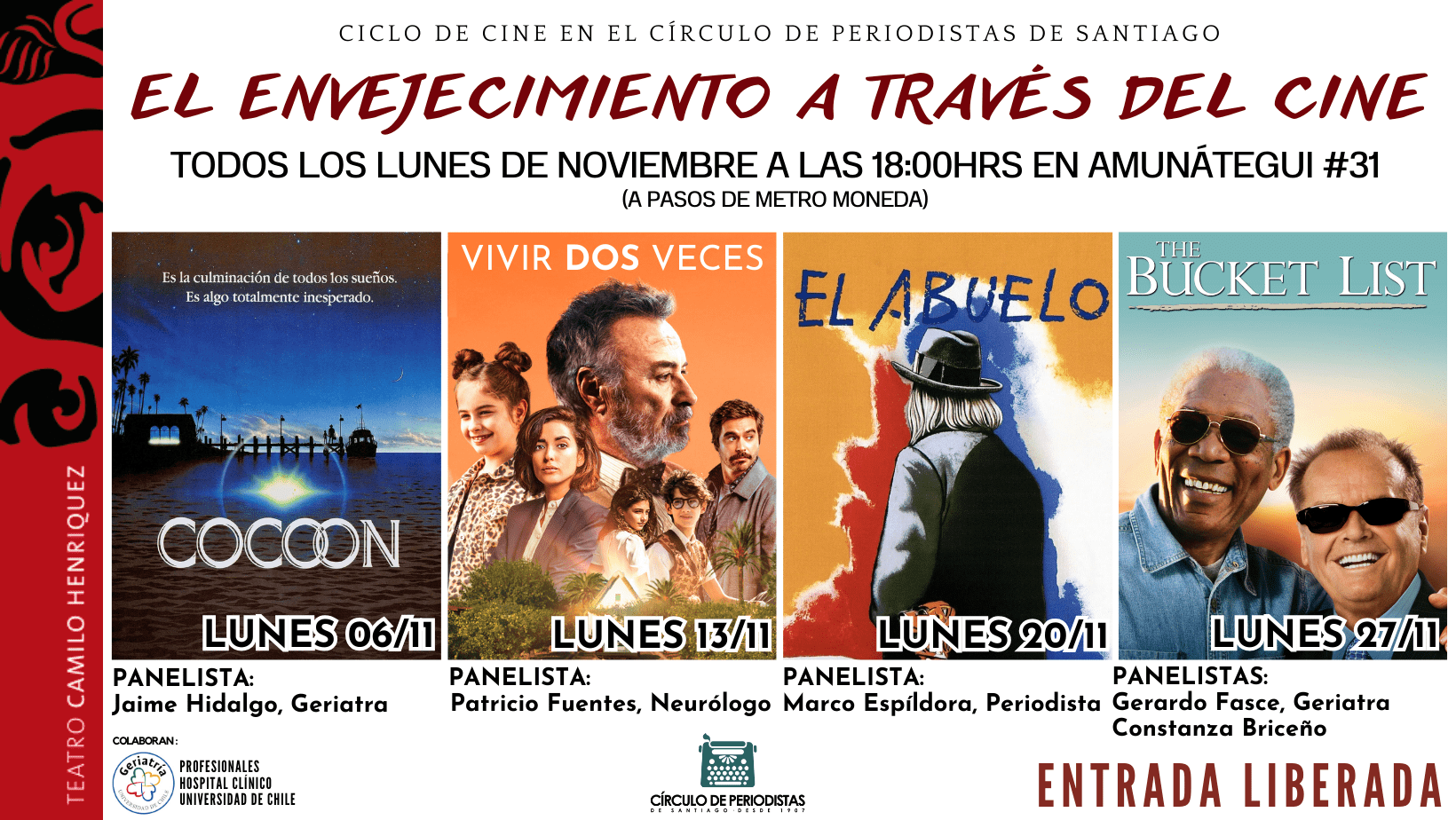 CICLO DE CINE: El envejecimiento a través del cine - Círculo de Periodistas